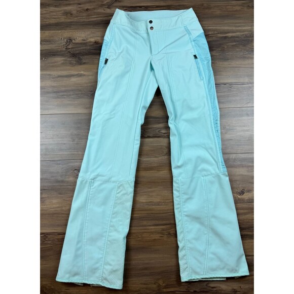 Athleta Womens Softshell Maribel Snow Ski Pants Size 6T Pale Aqua Fleece Backed - Picture 1 of 10